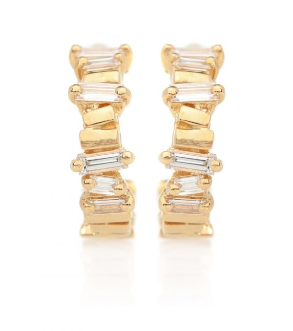 18kt gold diamond hoop earrings