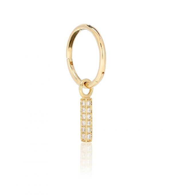 18kt gold single hoop earring with diamonds