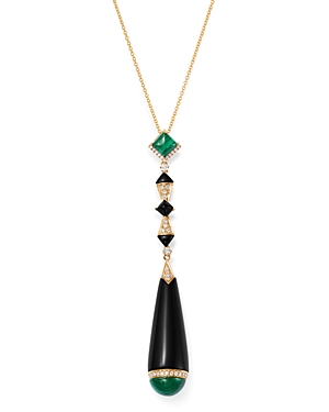 Bloomingdale's Black Onyx, Malachite & Diamond Pendant Necklace in 18K Yellow Gold, 18 - 100% Exclusive