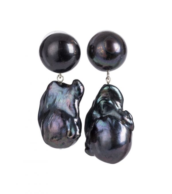 Essential black pearl and sterling silver earrings