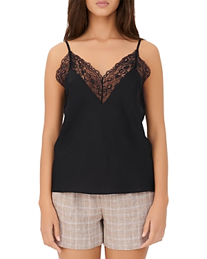 Maje Leatoni Silk Lace Trim Camisole