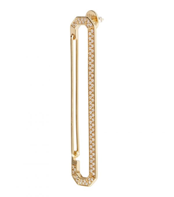 New York Big 18kt gold single earring with diamonds