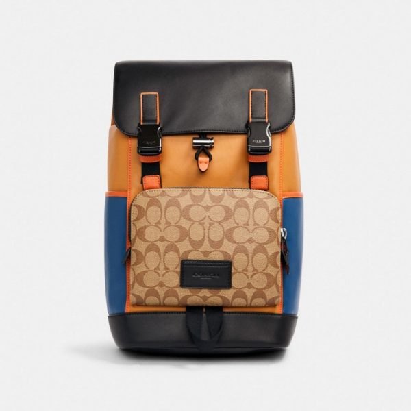 Track Backpack In Colorblock Signature Canvas in Multi