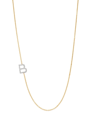 Zoe Lev 14K Yellow Gold Diamond Asymmetric Initial Necklace, 18