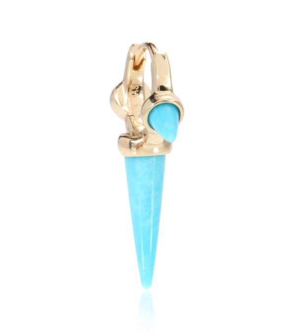 14kt yellow gold single earring with turquoise