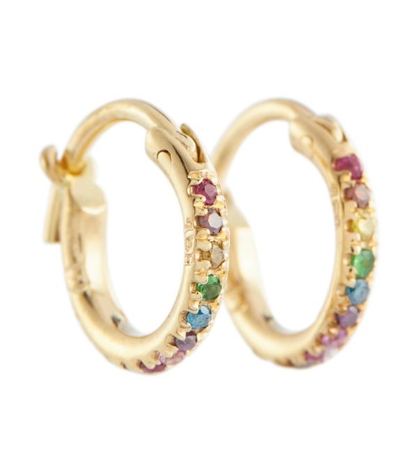 18kt gold hoop earrings with diamonds and stones