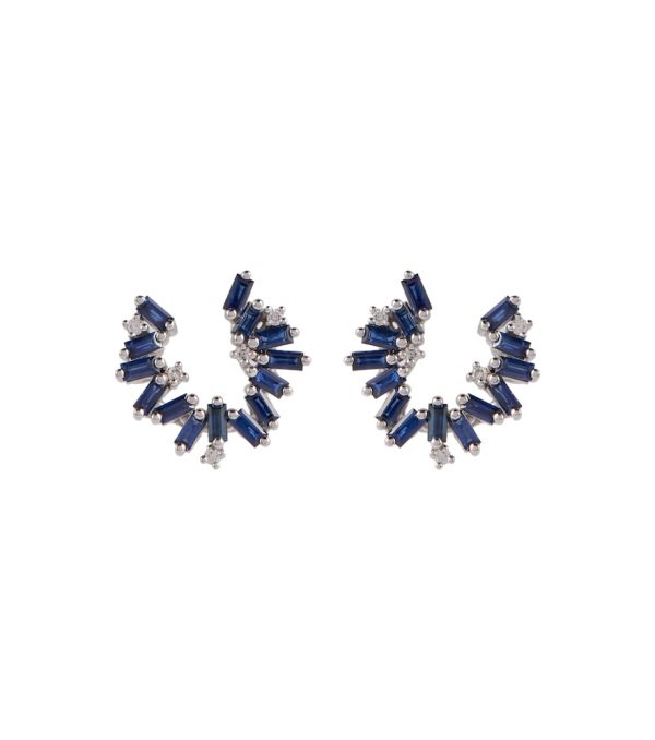 18kt white gold earrings with diamonds and sapphires