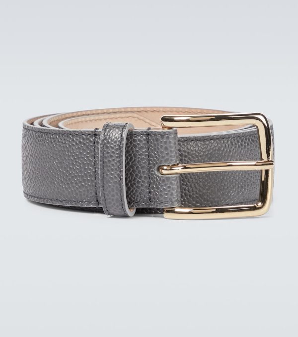 4-Bar grained leather belt
