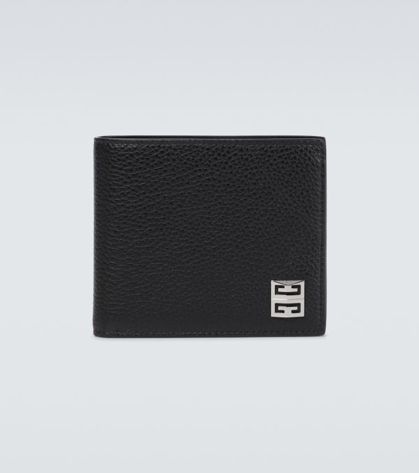 4G grained leather bifold wallet