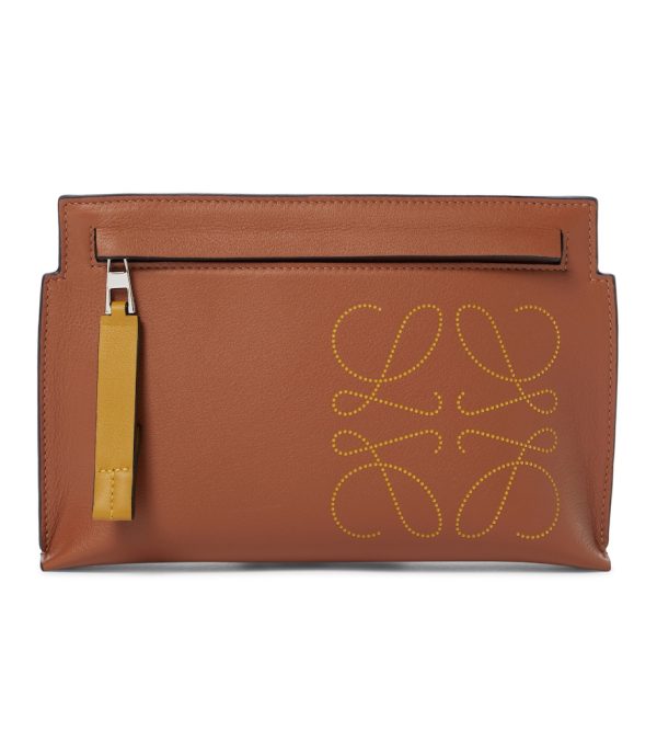 Anagram leather clutch