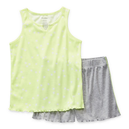 Arizona Little & Big Girls 2-pc. Shorts Pajama Set, Xx-small (4-5) , Green