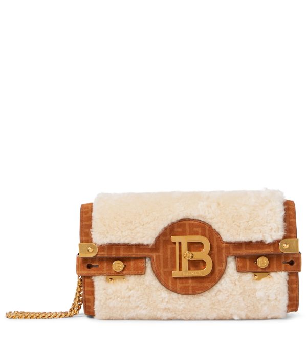 B-Buzz shearling and suede crossbody bag