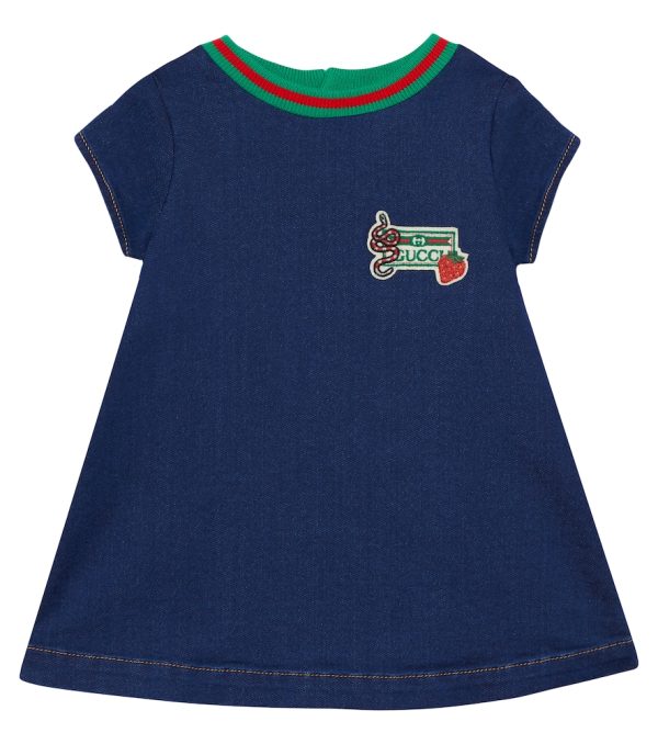 Baby logo embroidered denim dress