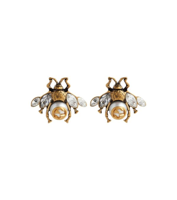 Bee crystal-embellished earrings