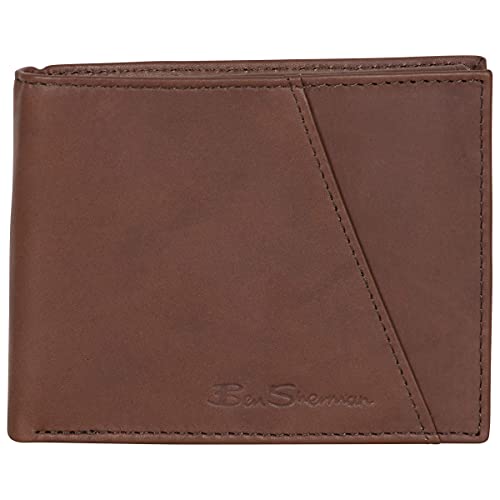 Ben Sherman Men's Manchester Slim Bifold Full-Grain Leather RFID Minimalist Gift Box Wallet