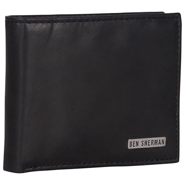 Ben Sherman Men's Manchester Slim Bifold Full-Grain Leather RFID Minimalist Gift Box Wallet