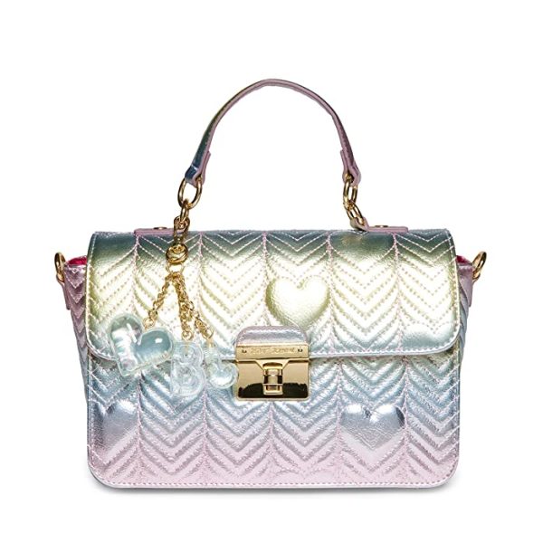 Betsey Johnson Rainbow Metallic Quilt Satchel