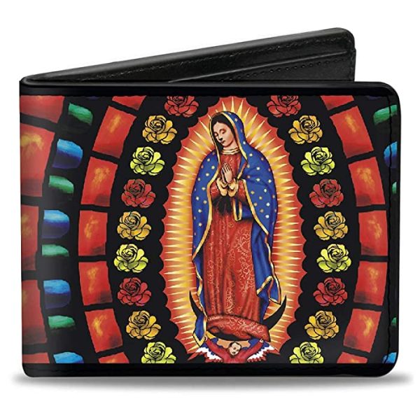 Buckle-Down Mens Buckle-Down PU Bifold Wallet - Virgen de Guadalupe,Multicolor,4.0 x 3.5