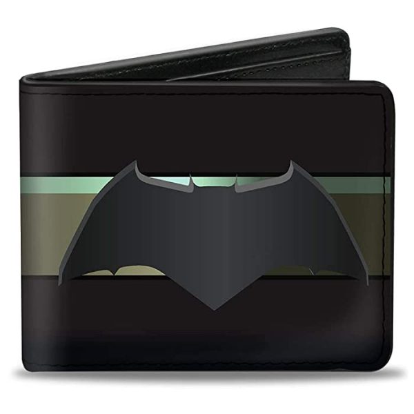 Buckle-Down Mens Buckle-down Pu Bifold - Batman 2017 Icon/Stripe Black/Gold-fade Bi Fold Wallet, Multicolor, 4.0 x 3.5 US