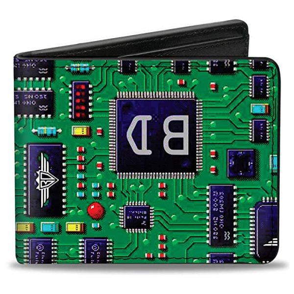 Buckle-Down Mens Buckle-down Pu Bifold - Circuit Board Bi Fold Wallet, Multicolor, 4.0 x 3.5 US