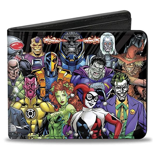 Buckle-Down Mens Buckle-down Pu Bifold - Dc 23-villains Group Pose Black/Gray Bi Fold Wallet, Multicolor, 4.0 x 3.5 US