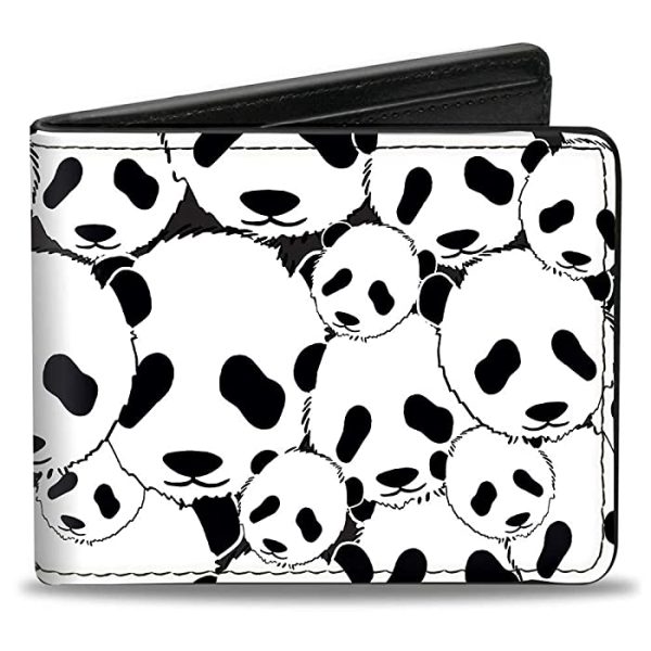 Buckle-Down Mens Buckle-down Pu Bifold - Panda Bear Stacked Bi Fold Wallet, Multicolor, 4.0 x 3.5 US