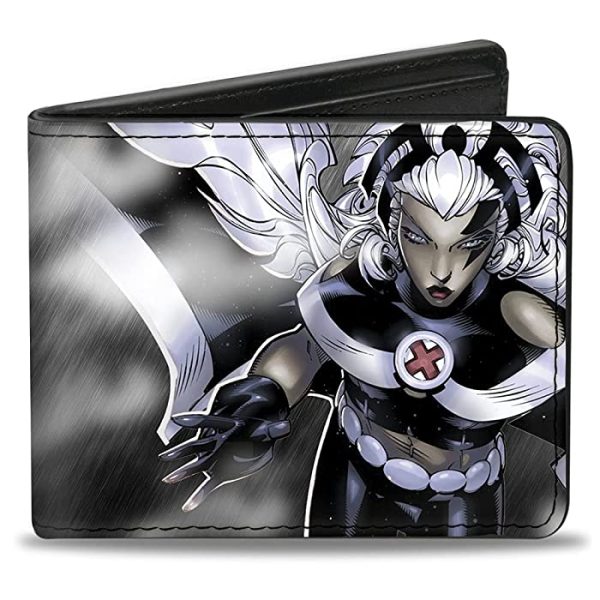 Buckle-Down Mens Buckle-down Pu Bifold - X-men Storm Pose/Rain Black/Grays Bi Fold Wallet, Multicolor, 4.0 x 3.5 US