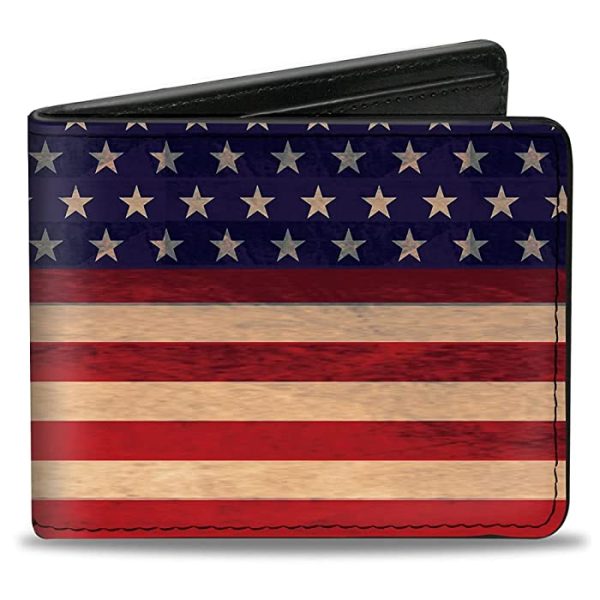 Buckle-Down PU Bifold Wallet - American Flag Stripe