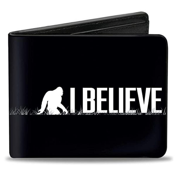 Buckle-Down PU Bifold Wallet - Bigfoot Silhouette I BELIEVE Black/Gray/White