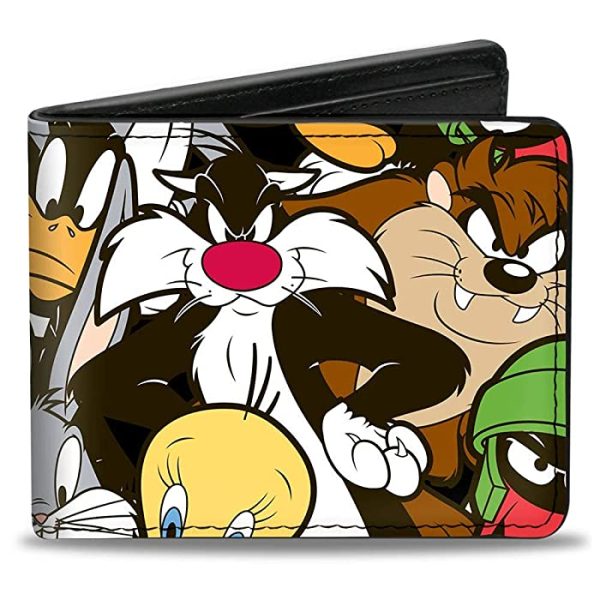 Buckle-Down PU Bifold Wallet - Looney Tunes 6-Character Stacked Collage