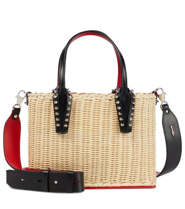 Cabata Small raffia and leather tote