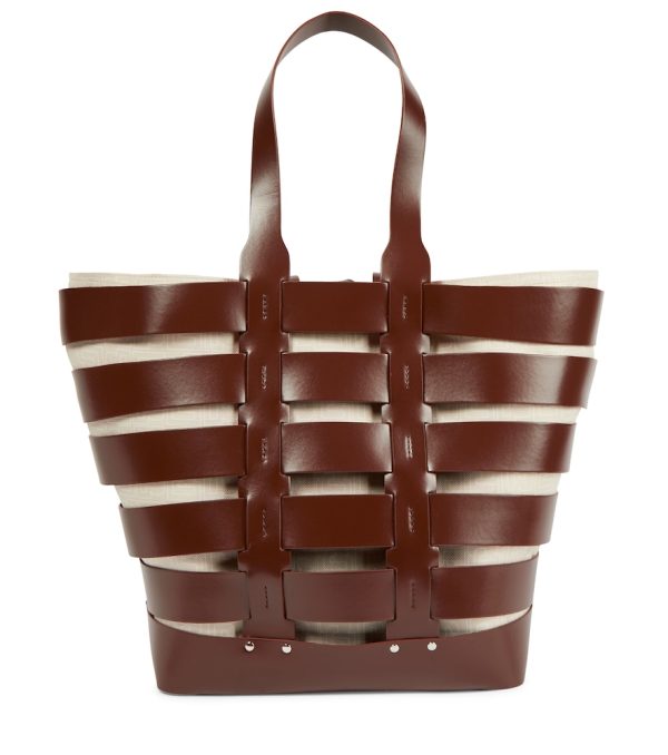 Cage leather tote