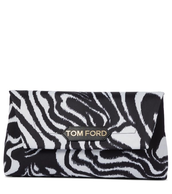 California printed satin clutch