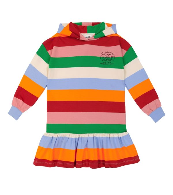 Carma striped cotton hoodie dress