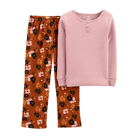 Carter's Little & Big Girls 2-pc. Pant Pajama Set, 4 , Brown