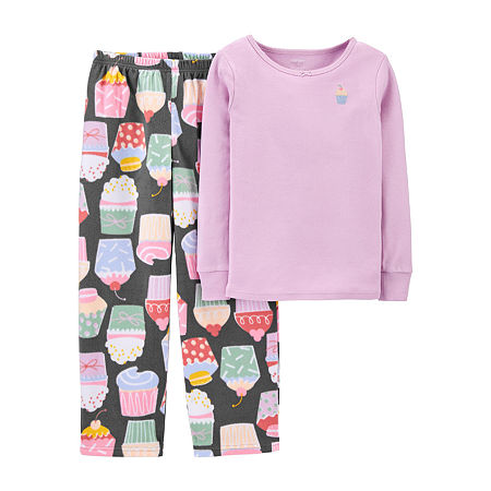 Carter's Little & Big Girls 2-pc. Pant Pajama Set, 4 , Purple