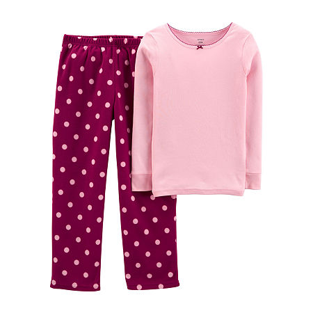 Carter's Little & Big Girls 2-pc. Pant Pajama Set, 7 , Pink