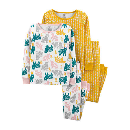 Carter's Little & Big Girls 4-pc. Pant Pajama Set, 4 , Yellow