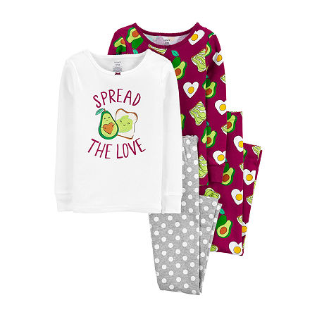 Carter's Little & Big Girls 4-pc. Pant Pajama Set, 5 , Red