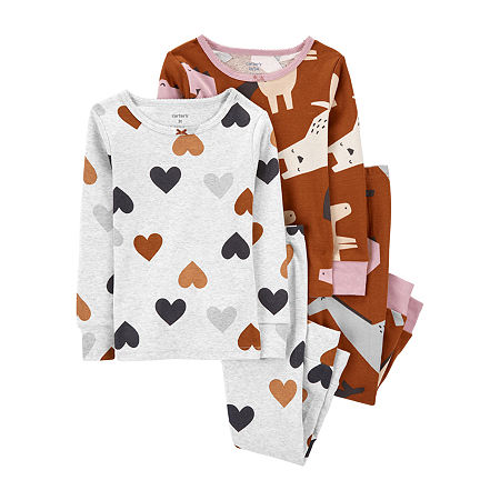 Carter's Toddler Girls 4-pc. Pant Pajama Set, 2t , Brown