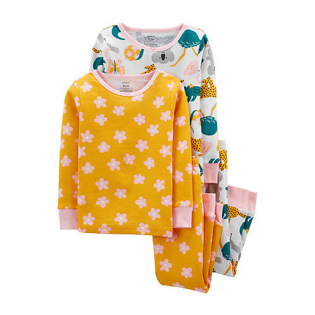Carter's Toddler Girls 4-pc. Pant Pajama Set, 4t , Yellow