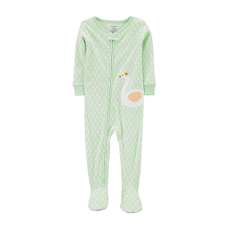 Carter's Toddler Girls Long Sleeve Footed One Piece Pajama, 4t , Green