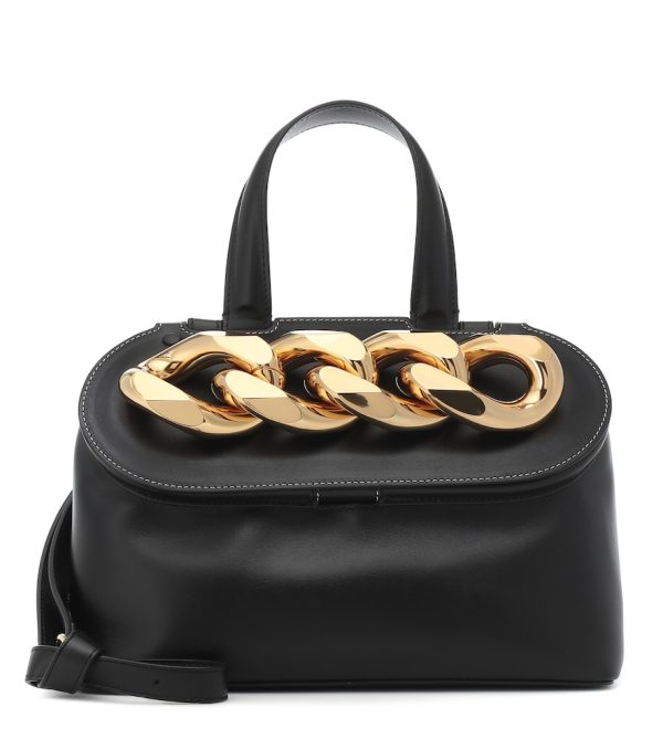 Chain Lid leather shoulder bag