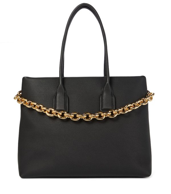 Chain leather tote