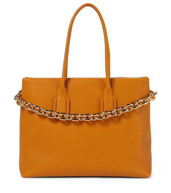 Chain leather tote