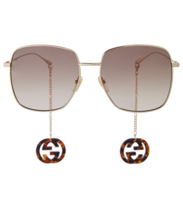 Chain-trimmed oversized sunglasses