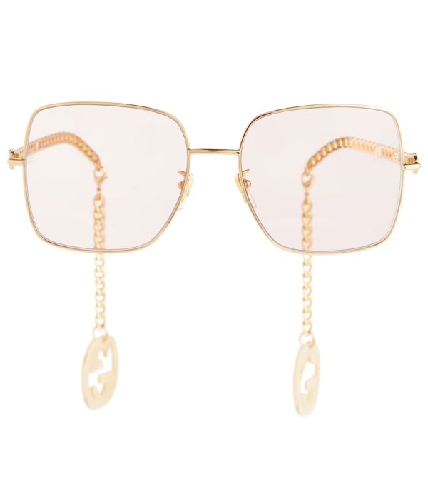 Chain-trimmed square sunglasses