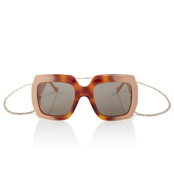 Chain-trimmed square sunglasses