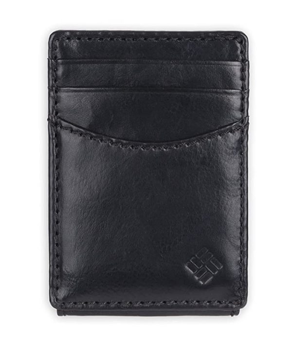 Columbia Men's Leather Front Pocket Wallet Card Holder for Travel