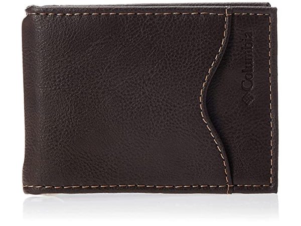 Columbia Men's Leather Front Pocket Wallet Card Holder for Travel